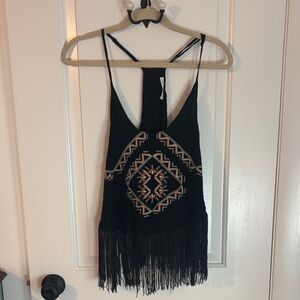 Haute Society Black Embroidered Fringe Camisole